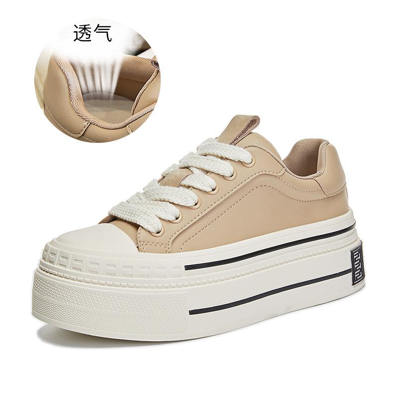 Leather little white shoes women's autumn new women's muffin baseplate shoes versatile casual shoes heightening sports women's shoes