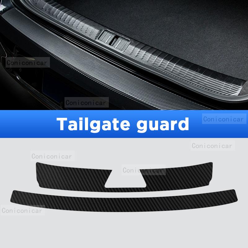 

For FORTHING Friday 2025 Auto Tailgate Guard Door Sill Pedal Carbon Fibre Texture Accessories Leather Styling Car Sticker Tailgate guard