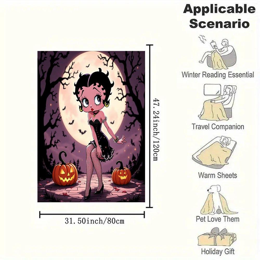 Halloween Betty Boop Pokrowiec na Telefon Koc Flanelowy Rzut do Sofy, Łóżka, Podróży, Kempingu, Biura, Kanapy, Krzesła