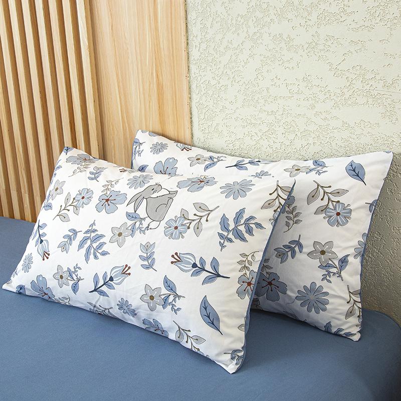 

Soft and skin friendly - New washed cotton linen double-layer yarn printed pillowcase A pair of pillowcase