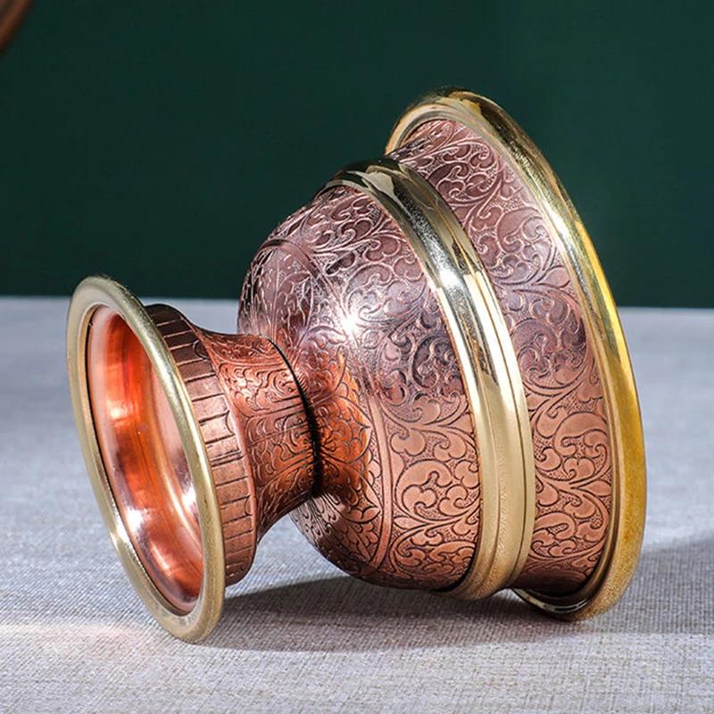 7pcs Ancient Red Copper Tantric Bowl Engraving Goblet Tibetan Bowl 8.8cm Holy Water Cup Buddhist Home's Gift Desktop Decorative