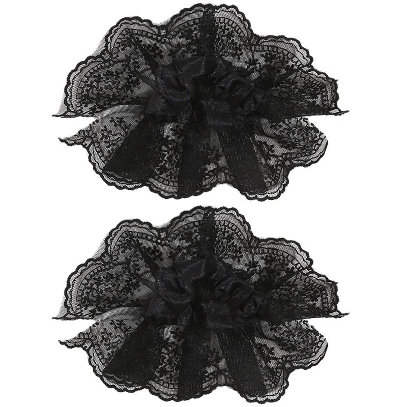 Lace Hair Scrunchies For Women Double Layer Flower Bow Tie Long Ribbon Big Ruffles Elastic Hair Bands Girls Fashion Exqusite Sweet Hair Accessories