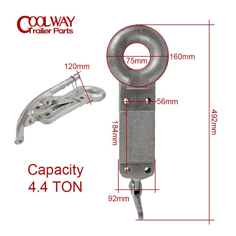 4.4 Ton Trailer Hitch Coupler Casting Ring with No Brake Level CAP RV Camper Caravan Accessories Trailer Parts