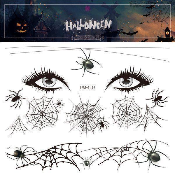 Halloween Kids' Waterproof Cartoon Tattoo Stickers - Cute Pumpkin, Ghost, and Skull Designs for Face Makeup