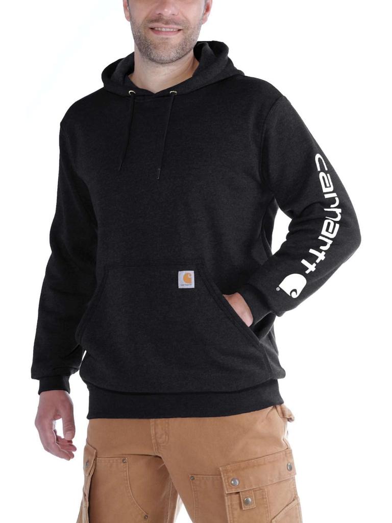 Hoodie Sweatshirt Pullover Hoodie Sleeve Logo Print Fleece Lined Top M BLACK [Carhartt] Men's [k288] [Item]