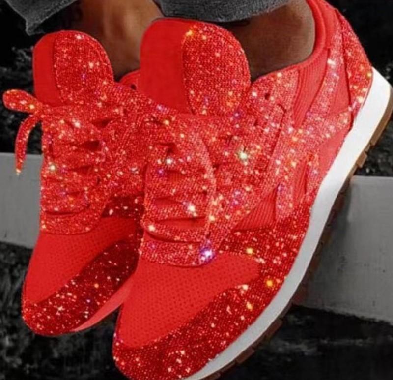 Spring and Summer Fashion Trend Large Size Round Head Low Top Sequins Women's Single Shoe Style Sports and Leisure