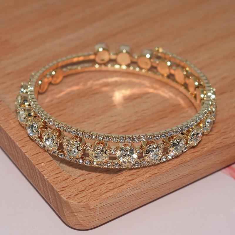 Versatile Studded Full Wrapped Open Bangle Bracelet for Women