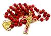 Saint Benedict Rosary Red Glass Beads St San Benito Cross Nr Medal Catholic Necklace