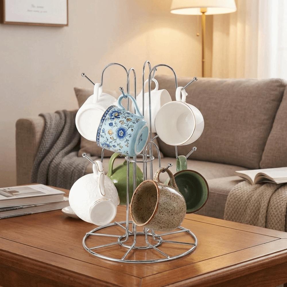 Fine Workmanship Tea Cup Storage Rack Silver Coffee Mugs Storage Rack Cup Drying Rack Desktop