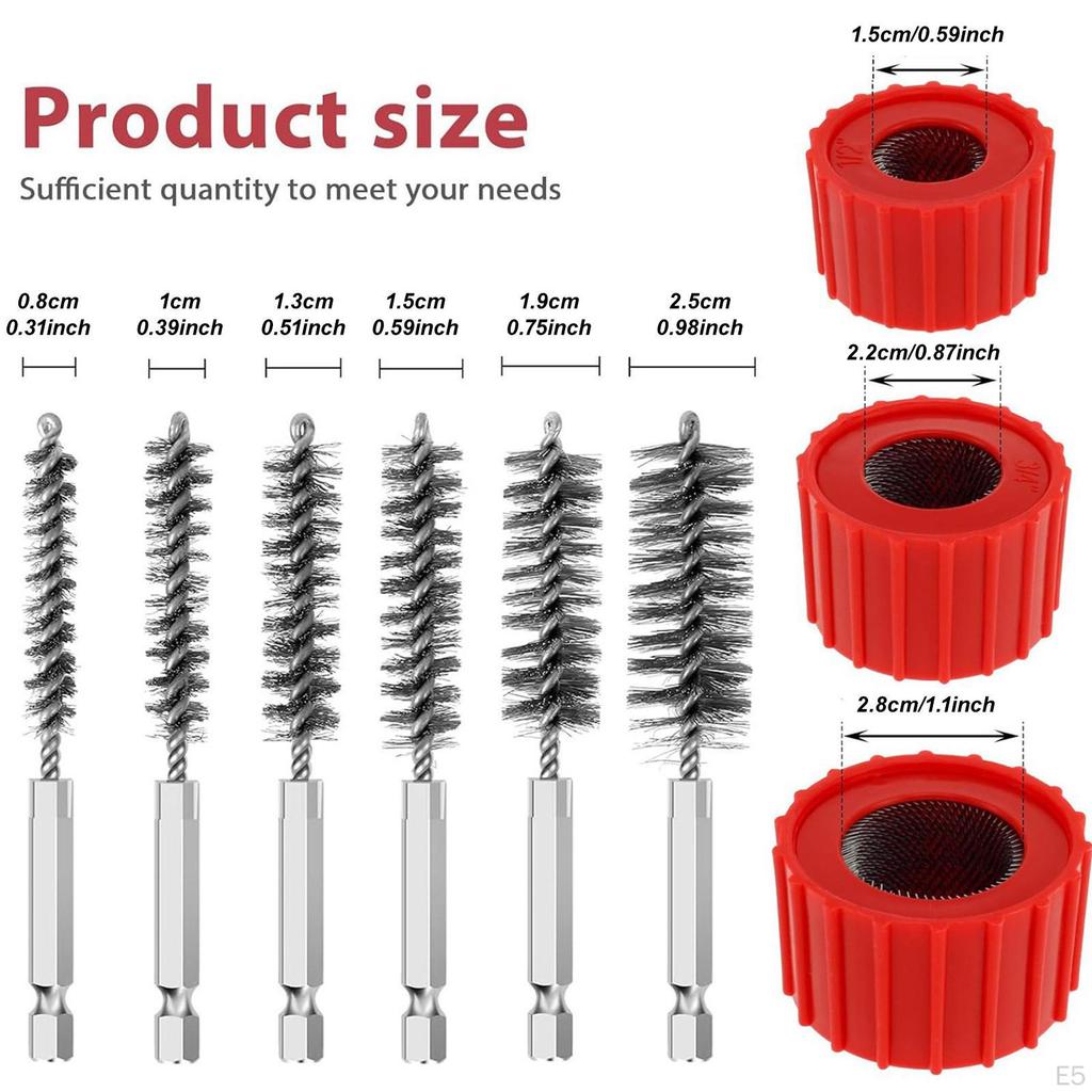 1/2" 3/4" 1" Copper Pipe Cleaner Kit Replacement Polishing Wire Bore Brush for Automobile