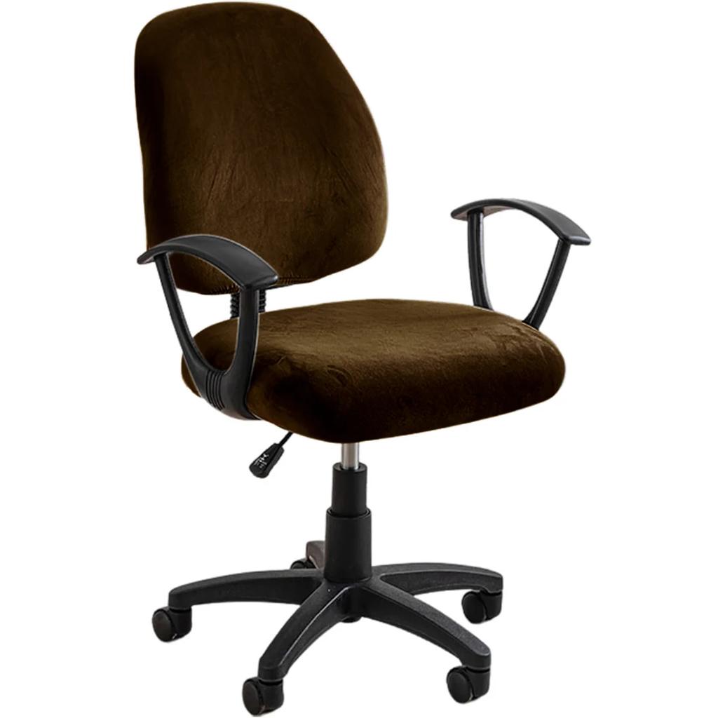 Stretch Elastic Velvet 2 Piece Universal Computer Chair Seat Cover Rotating Office Chair Slipcover