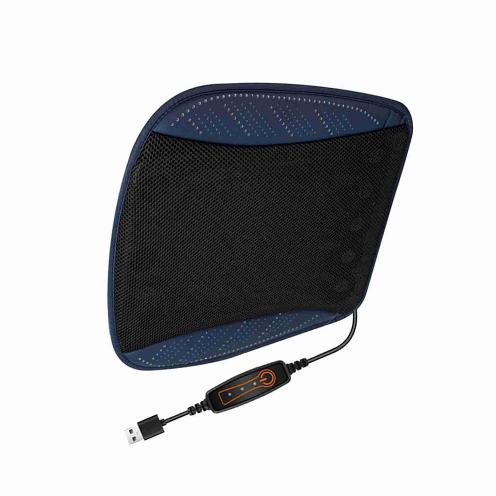 Ventilated Seat Cushion with USB Port, Summer Breathable Cooling Pad for All Car Seats, Home and Office Chairs, Navy
