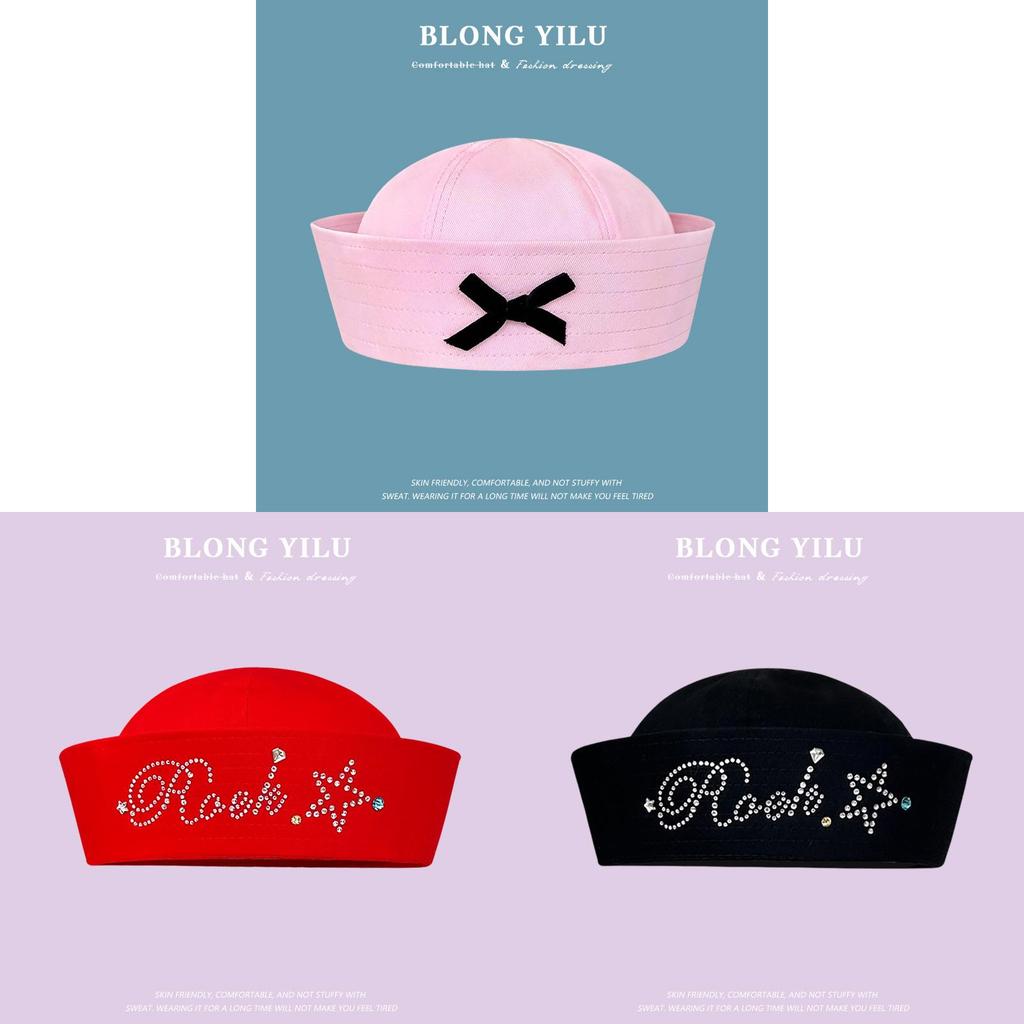Sailor Hat With Bow Mesh Breathable Cotton For Summer And Spring Wear