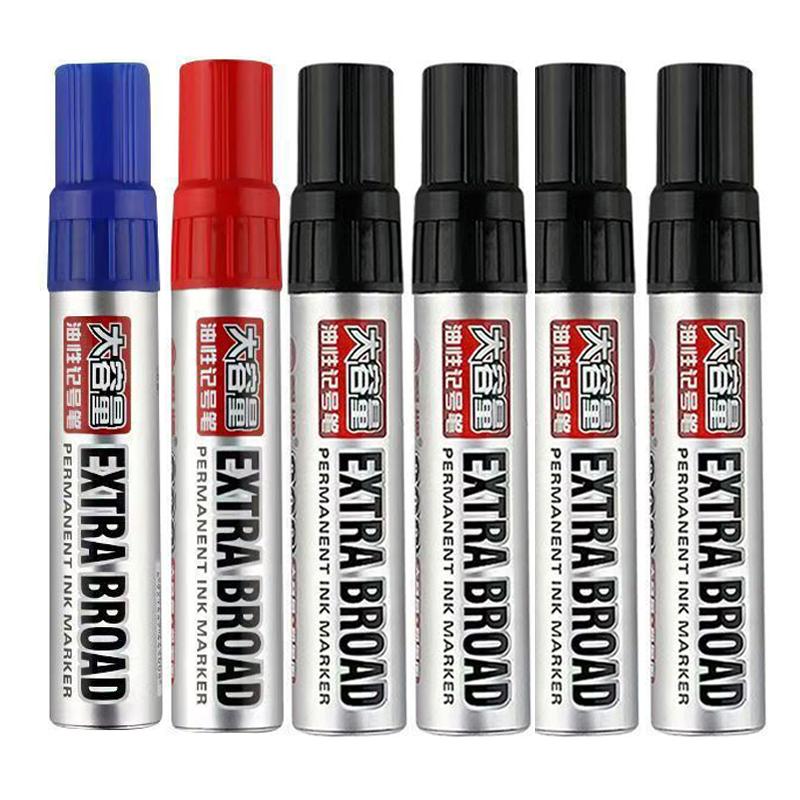 3color Large-Capacity Marker,3mm Round Toe,Oil-Based Big-Ended Marker Pen,Refillable ink,Waterproof,Non-Erasable