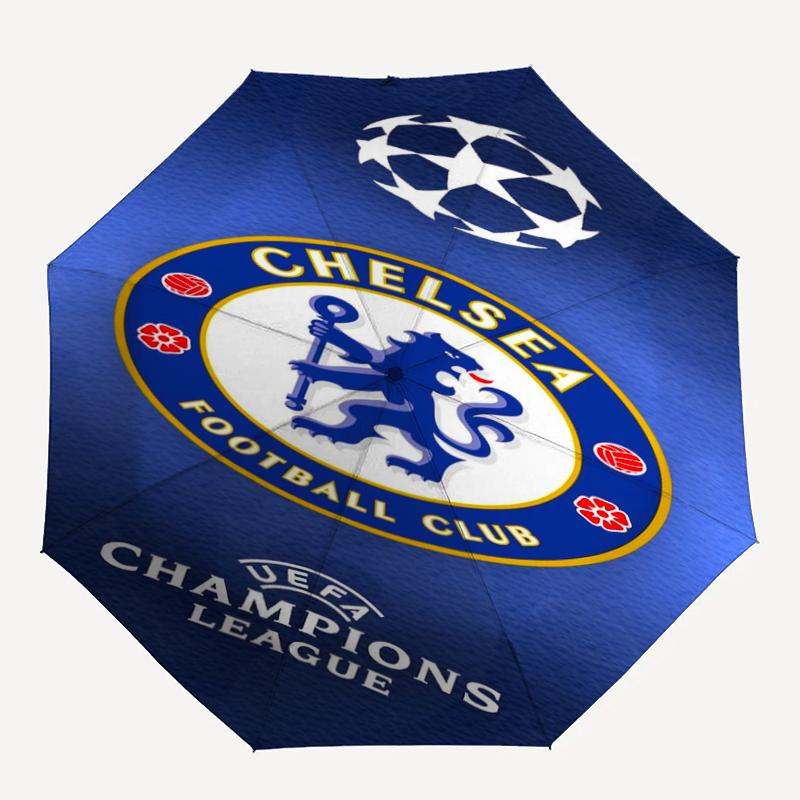 Automatischer Regenschirm im Chelsea Football Club Design, Leicht & Tragbar, 8 Speichen, Perfekt für Reisen im Freien, Geburtstage, Weihnachten, Geschenke.