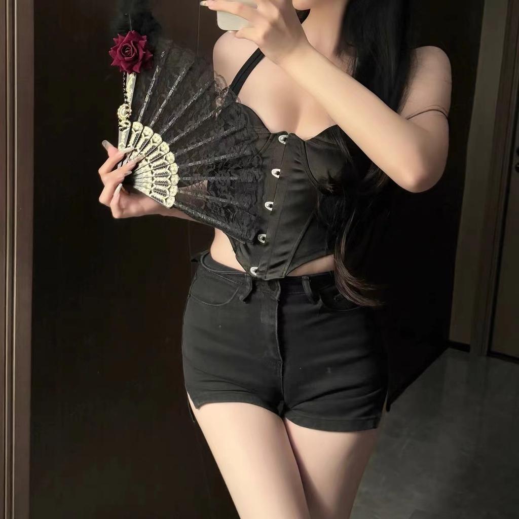 New Lolita Lace Folding Fan, Gorgeous Retro European Rose Fan, Tea Party Dark Style, Anime Expo Cosplay Prop