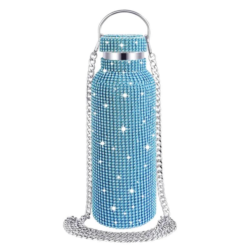 Water Bottles Thermos Portable Glitter Bottle Crossbody Stainless Steel Thermal Flask 350ml 500ml 750ml Diamond Thermos Bottles YLE031
