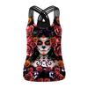 New Rose Skull Digital Printed Vest Women's Sports Running Elastic Skinny Top