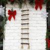 2Pcs Handmade Wooden Ladder Hanging Ornament with Twine Rope for Indoor and Outdoor Christmas Festival Decoration
