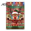 Durable Polyester Window Drapes Christmas Cover Banner with Santa Claus and Elk Patterns, Xmas Blackout Curtains for Peeking Ornament, Wall