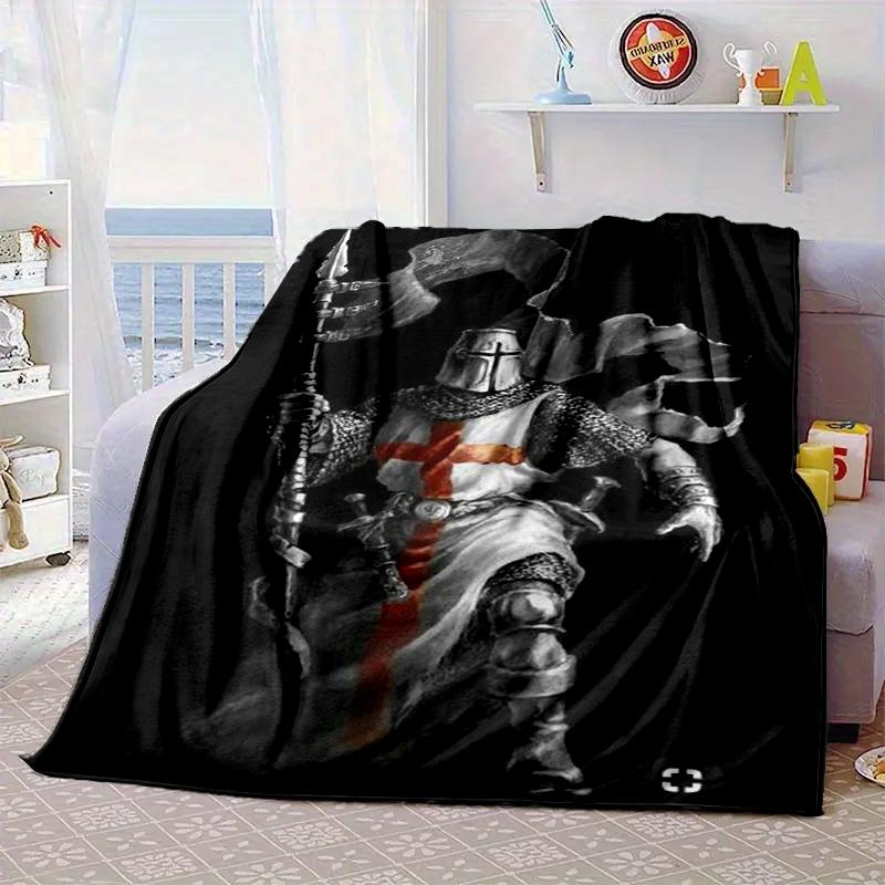 Knightly Crusader Armor Blanket Flannel Blanket for bed, sofa, Camping, Hiking, Picnic Essentials, gift for family Fan gifts
