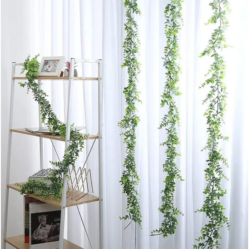1.8m Artificial Eucalyptus Rattan Wedding Home Decoration Money Leaf Grass Rattan Wedding Background Arched Wall Decoration