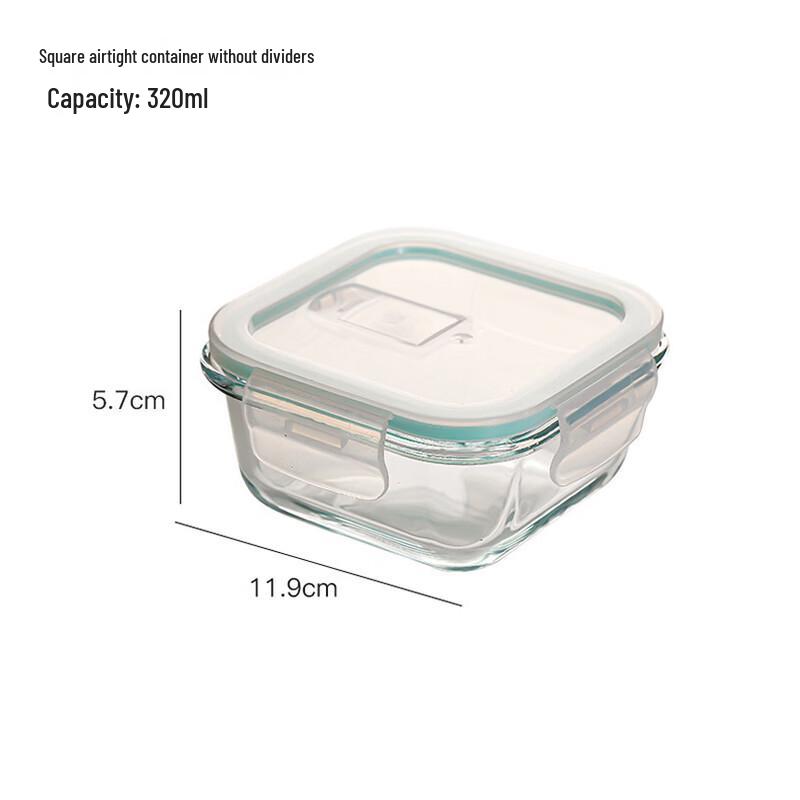 ZISIZ Glass Round Divided Lunch Box (3-Piece Set)