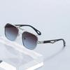 New Fashionable Large Square Metal Sunglasses UV Resistant Shades for Women Men Stage Performances