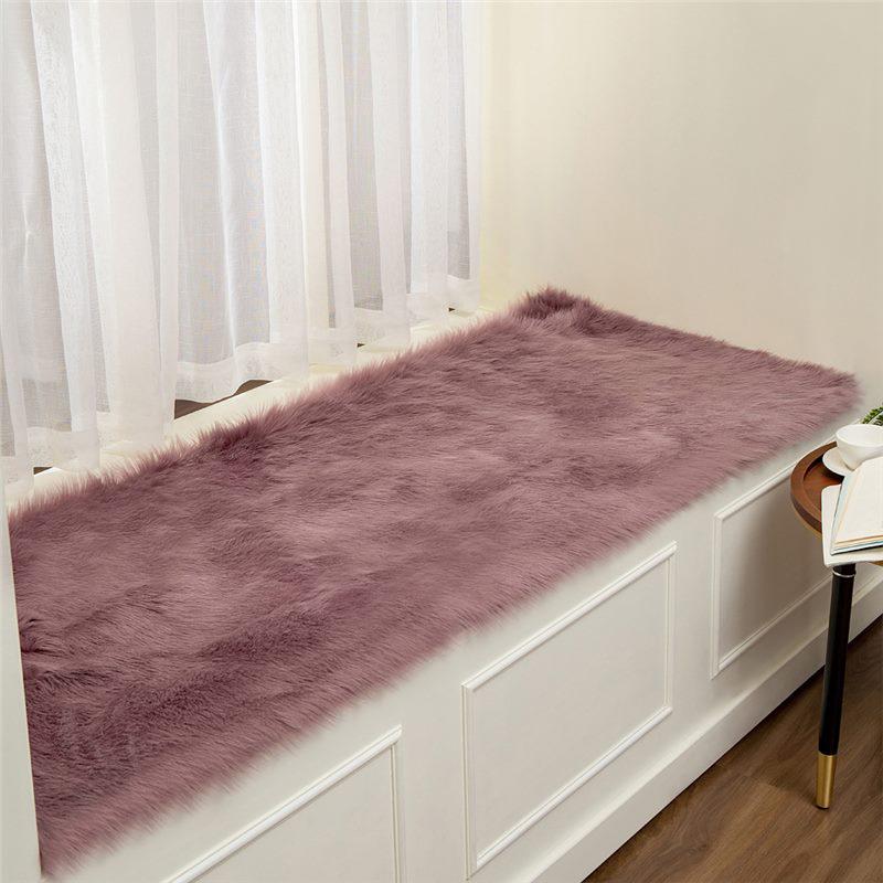 Nordic-Style Imitation Wool Plush Bay Window Blanket Mat - Customizable for Bedroom or Balcony