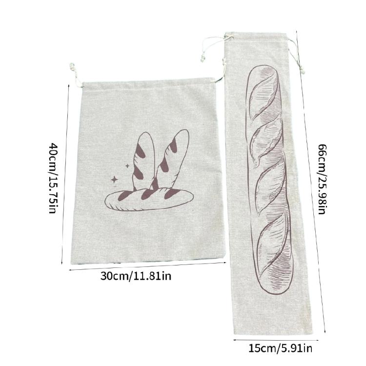 Sustainable Packaging Pouch Functional Linen Drawstring Bag for Bread and Fruits