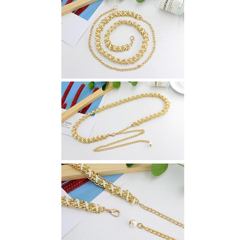 Gespleißter Perlen Damen Gürtel Elegant Vielseitig Elastische Taille Design Mode Perlenbesatz Vielseitig Frühling Sommer
