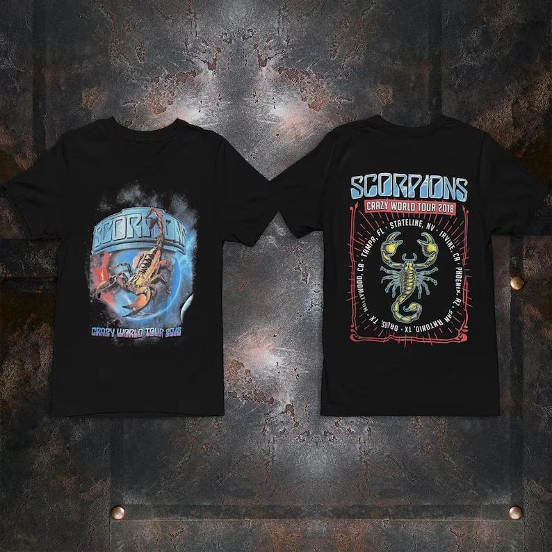 Винтажная графическая футболка Scorpions Crazy World Tour Concert черная унисекс M