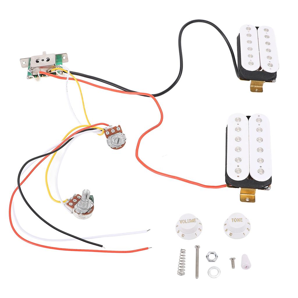 HH Pickup White Prewired HH Humbucker Pickup Set with Tone Volume Circuit for ST Electric Guitar