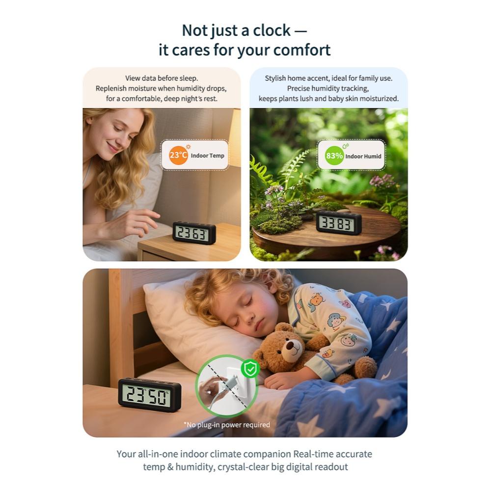 Magnetischer Tragbarer Digitaler Wecker Batteriebetrieben TEMP Feuchtigkeit Datum Schlummer Tischuhr 12/24H 2 Wecker Elektronische LCD-Uhr