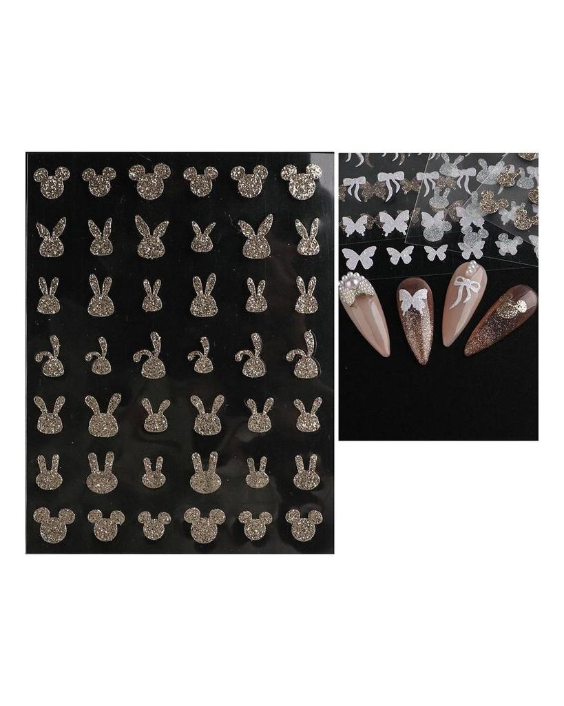 Laser Nail Stickers Butterfly Heart Star Design Adhesive Slider Decals Nail Art Stickers Manicure Decorations
