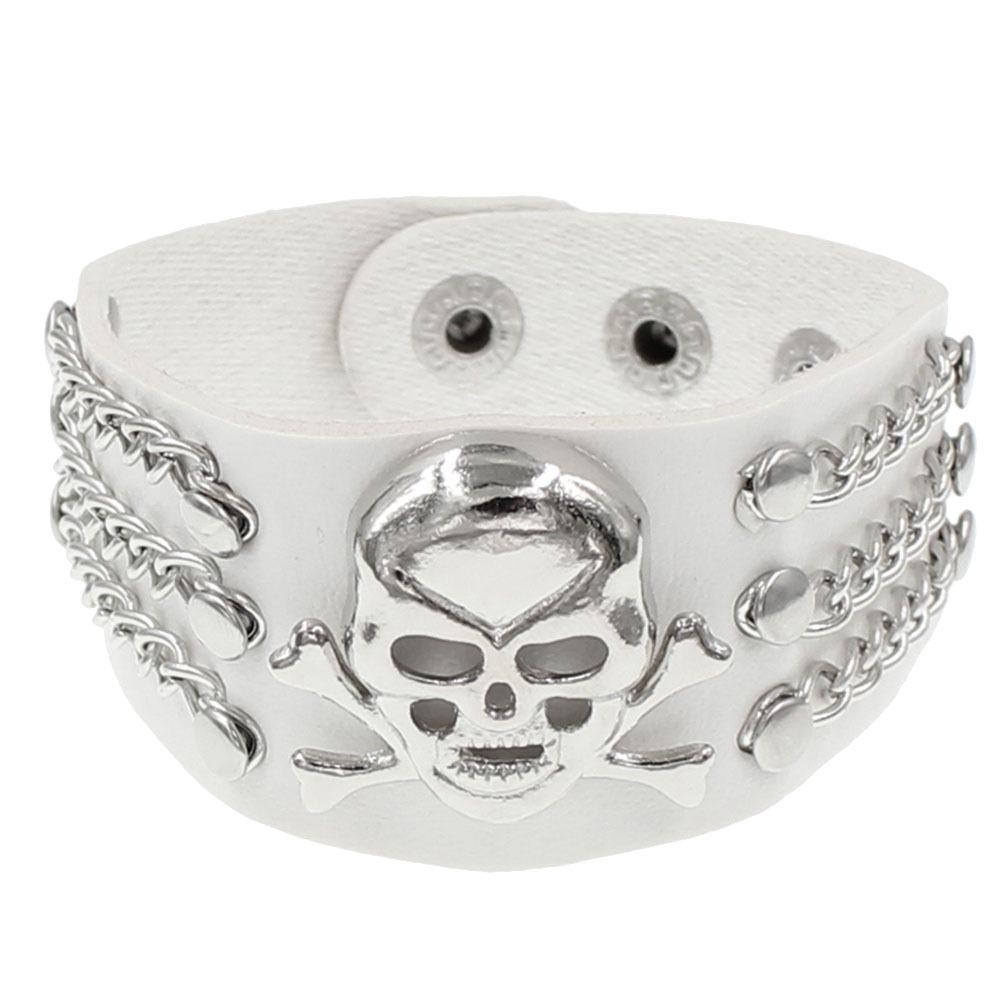 Pulseira Europeia e Americana Punk Caveira Rebite - Estilo Trendy Rock Discoteca