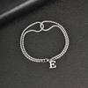 Vnox A-Z Initial Double-layer Box Chain Bracelets for Men, Stainless Steel Bangle, Personalized Name Letter Charm Bracelet Gifts