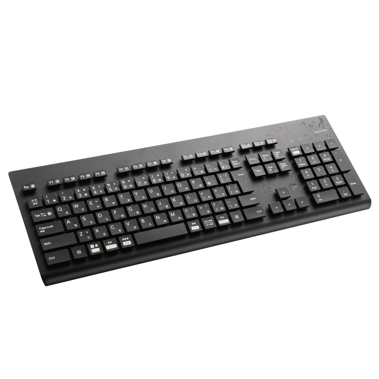 

ELECOM Washable Wireless Keyboard Bluetooth Waterproof IPX5 Compatible Membrane Full Size with Numeric Keypad Antibacterial Black TK-WS03BMKBK чорний