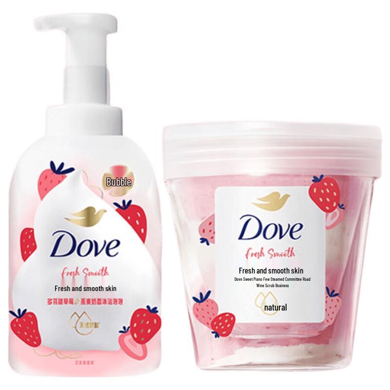 Набор геля для душа и скраба для тела Dove Сладкая клубника и овсяное молоко
