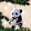 New HD Acrylic Flat 2D Cute Panda Automobile Hanging Ornament Christmas Tree Ornaments