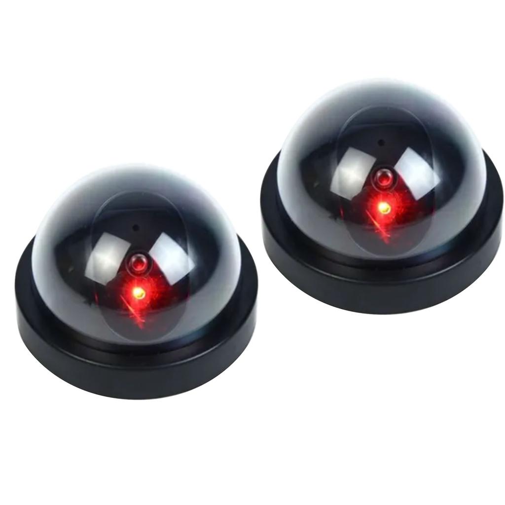 2 Pcs Dummy Security Camera Red LED Light Flashes Fake Dome Camera for Home Businesses Indoor
