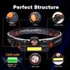 Waterproof Rechargeable LED Headlamp with Magnetic Base Lightweight Adjustable Bright Light for Camping Cycling Running Fishing