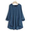 Women Top Loose Checked Long Sleeves Pullover Drawstring Dress Up Hooded A-line Plus Size Fall Shirt Female Clothes