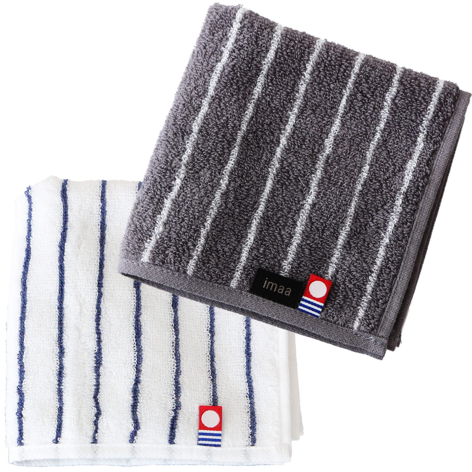 

imaa Имабари Сертифицированный Набор для рук Сделано в 07 Белый x Серый полотенце/носовой платок 2, Япония, 100% хлопок,