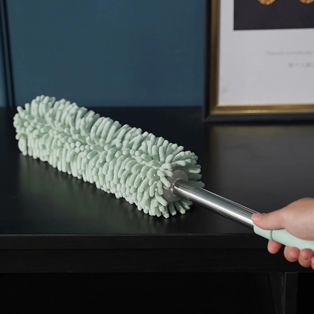 1pc Telescoping Microfiber Duster with Stainless Steel Extension Pole Cleaner Household Dust Clean Remover for Ceiling Fan Lamps