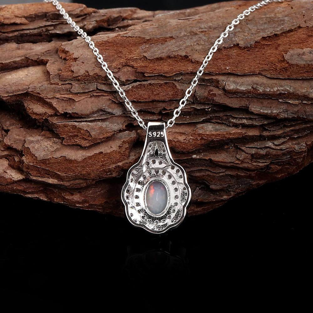 Precious Light luxury gemstone Natural opal October Birthstone Ring Earrings Necklace Set 925 silver fine jewelry gift for women