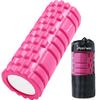 LEEPWEI Foam Roller, Myofascial Release, Grid Foam Roller, Yoga Pole, Training, Sports, Fitness, Stretching Equipment, with Storage Bag (Pink, Single)