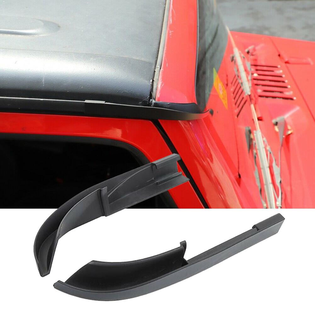 ABS Car Hardtop Rain Gutter Diverters Drip Rail Extensions Roof Water Guard Diversion Channel Guard For Jeep Wrangler JK 07-17 2PCS BLACK