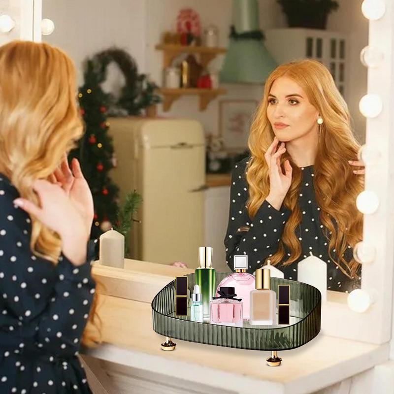 Neue transparente Aufbewahrungsbox für Kosmetik im ovalen Design, mehrschichtiger Make-up-Behälter, Desktop-Organizer, Regal für Parfüm und Lippenstift