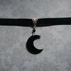 Temperament Gothic Black Crescent Moon Pendant Velvet Collar Necklace for Women Halloween Party Witchcraft Jewelry Accessories